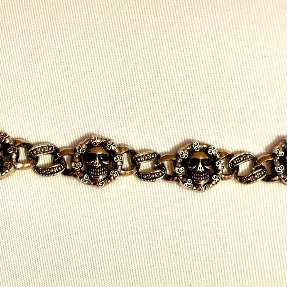 SOLD-Metal Bracelet Skulls 8” Goth Jewelry